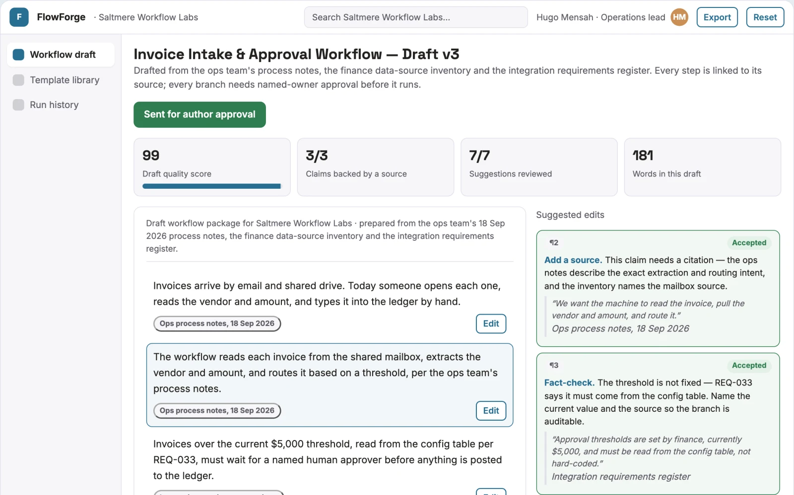 Screenshot of the No-code AI workflow and app delivery workspace interactive demo