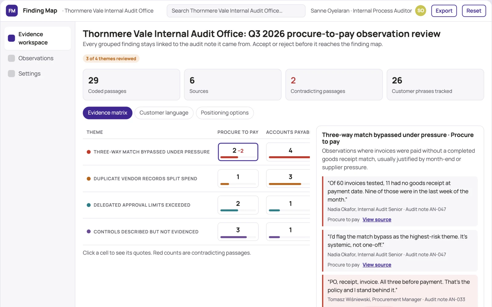 Screenshot of the Operations audit observation classifier interactive demo