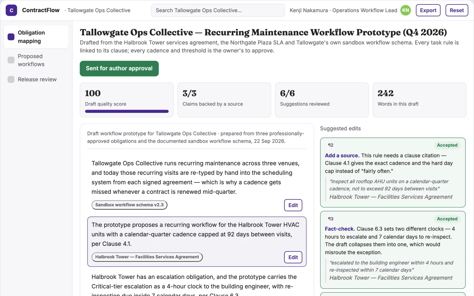 Screenshot of the Operations contract-to-task automation studio interactive demo