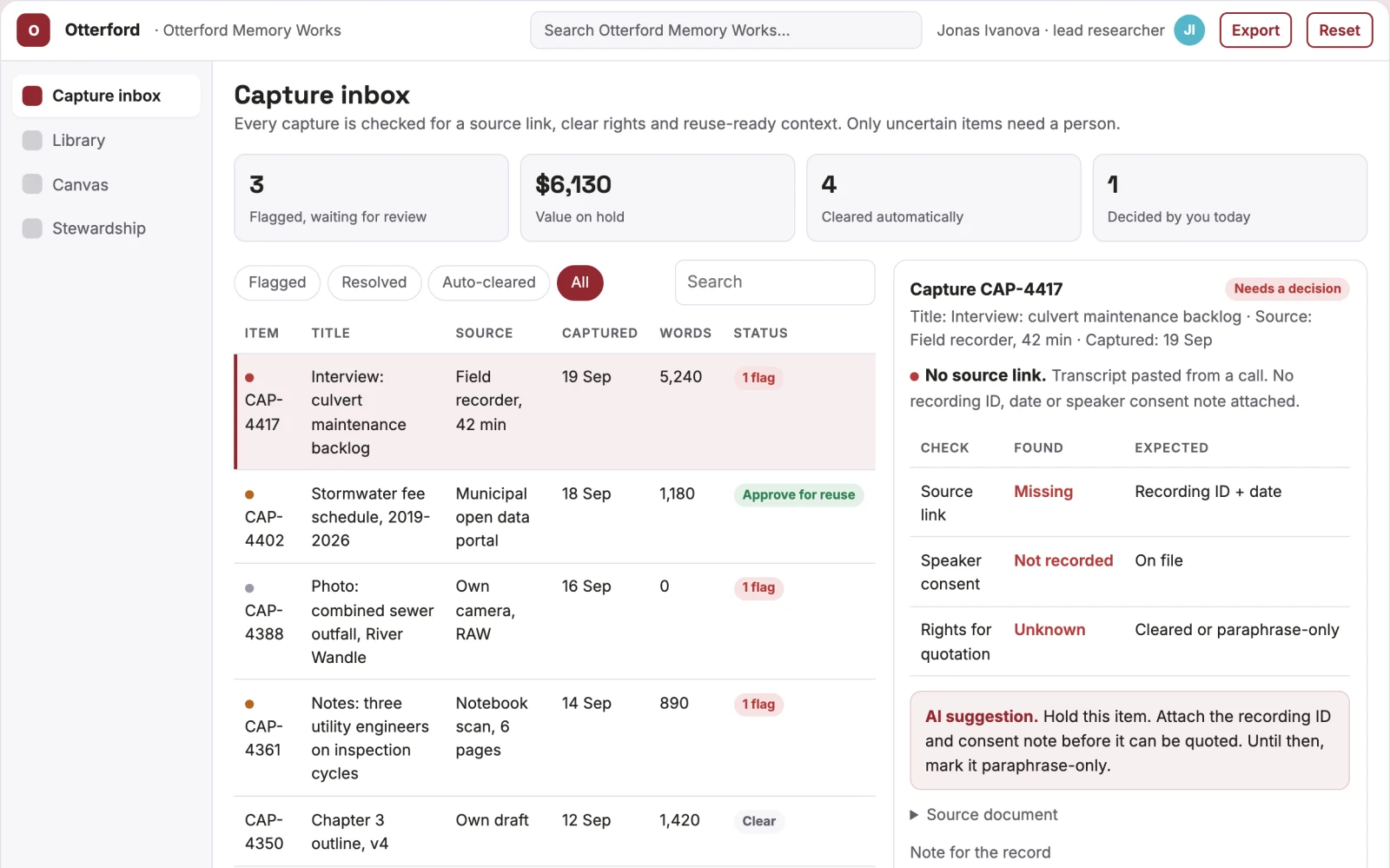 Screenshot of the Personal knowledge capture and reuse workbench interactive demo
