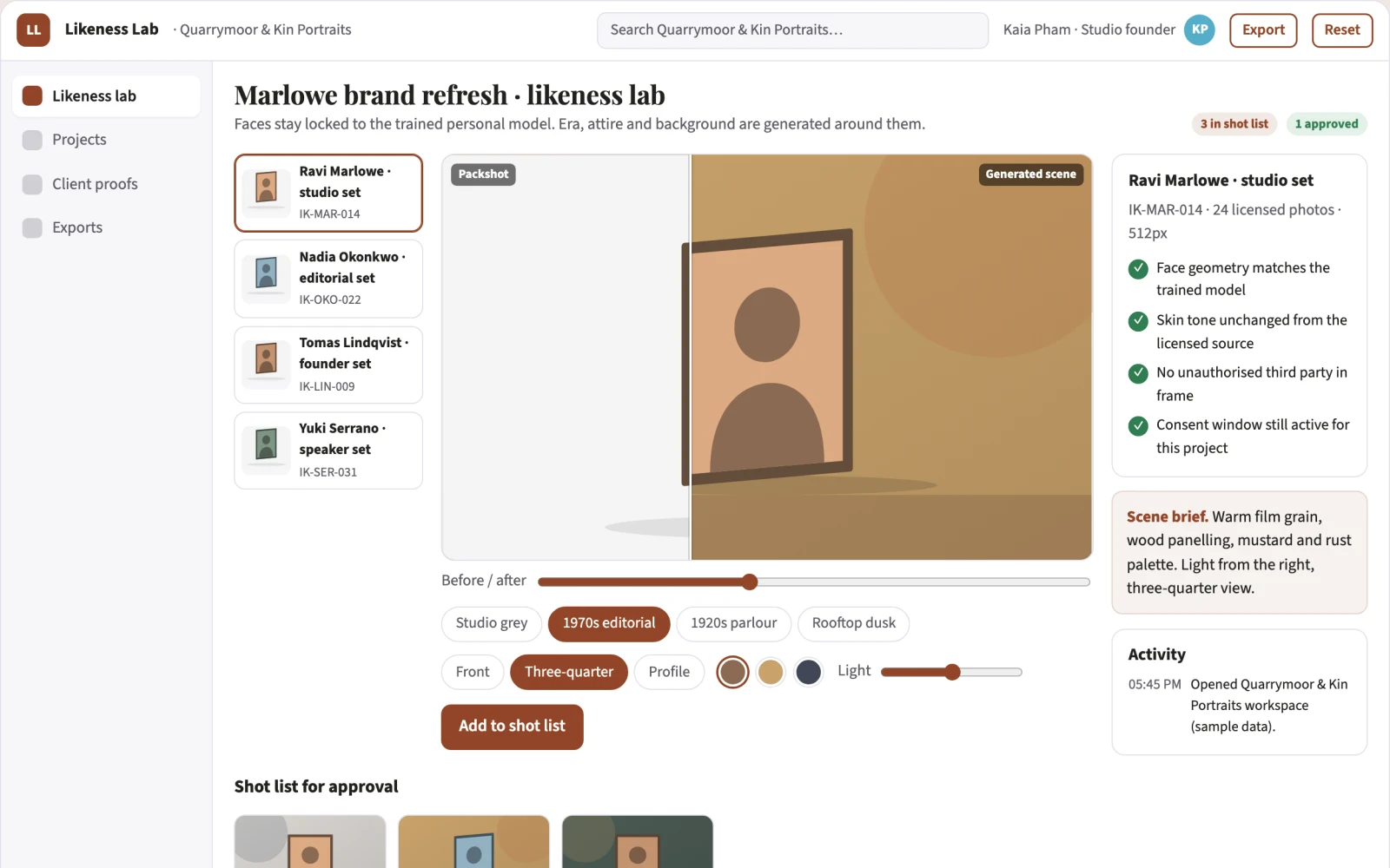 Screenshot of the Personal photo model training and generation studio interactive demo