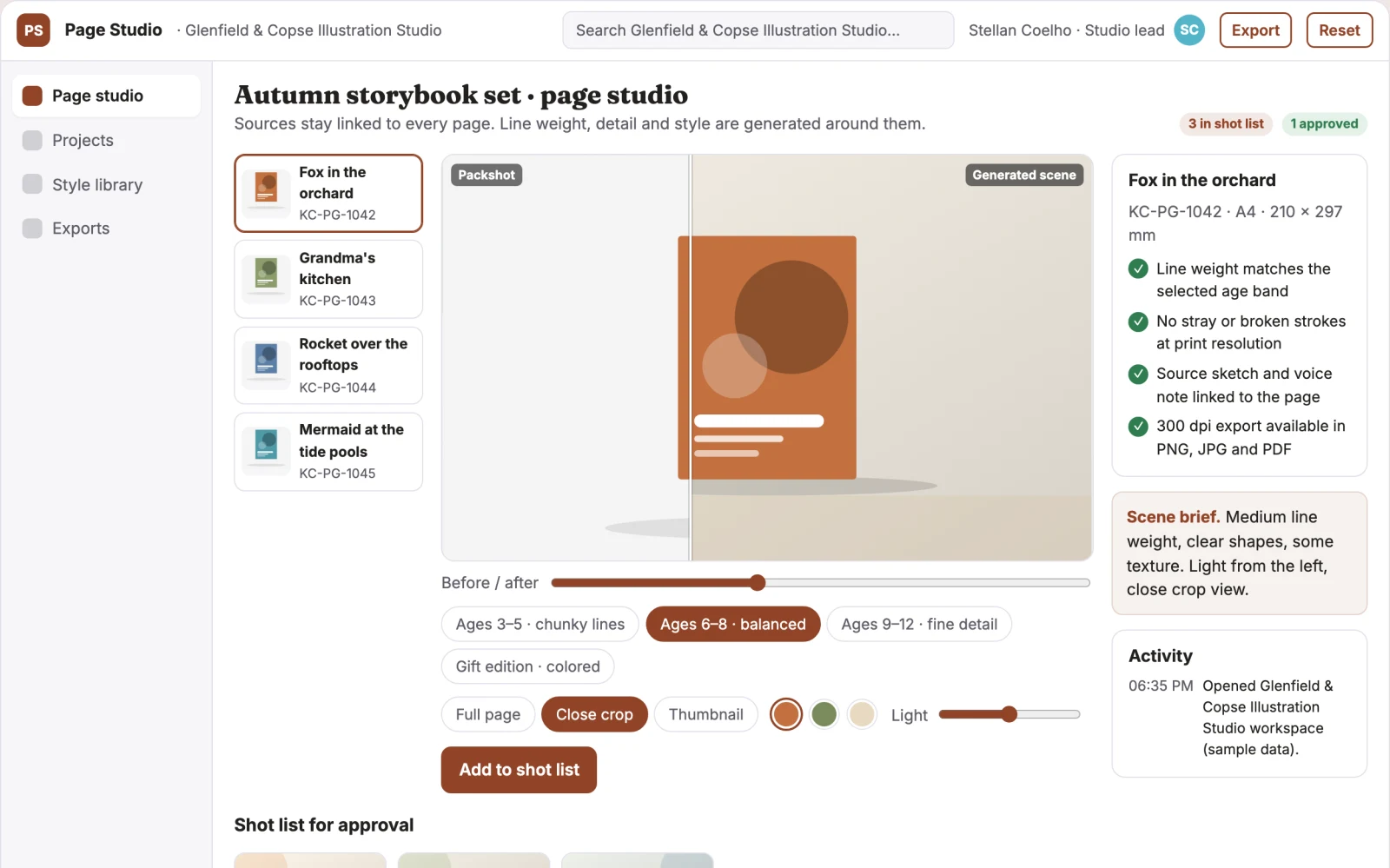 Screenshot of the Personalized coloring page and illustration studio interactive demo