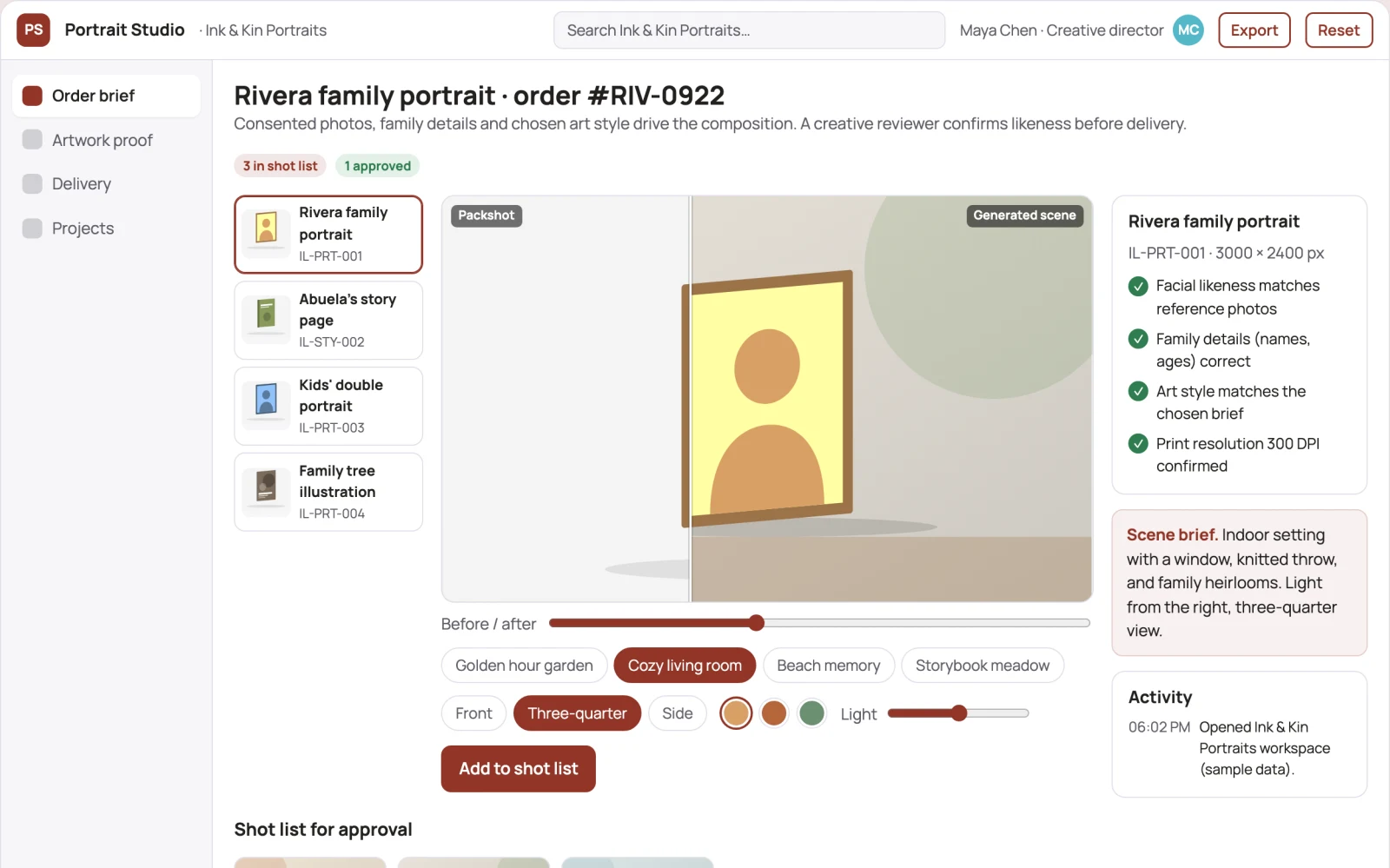 Demo screen of Personalized illustration shop