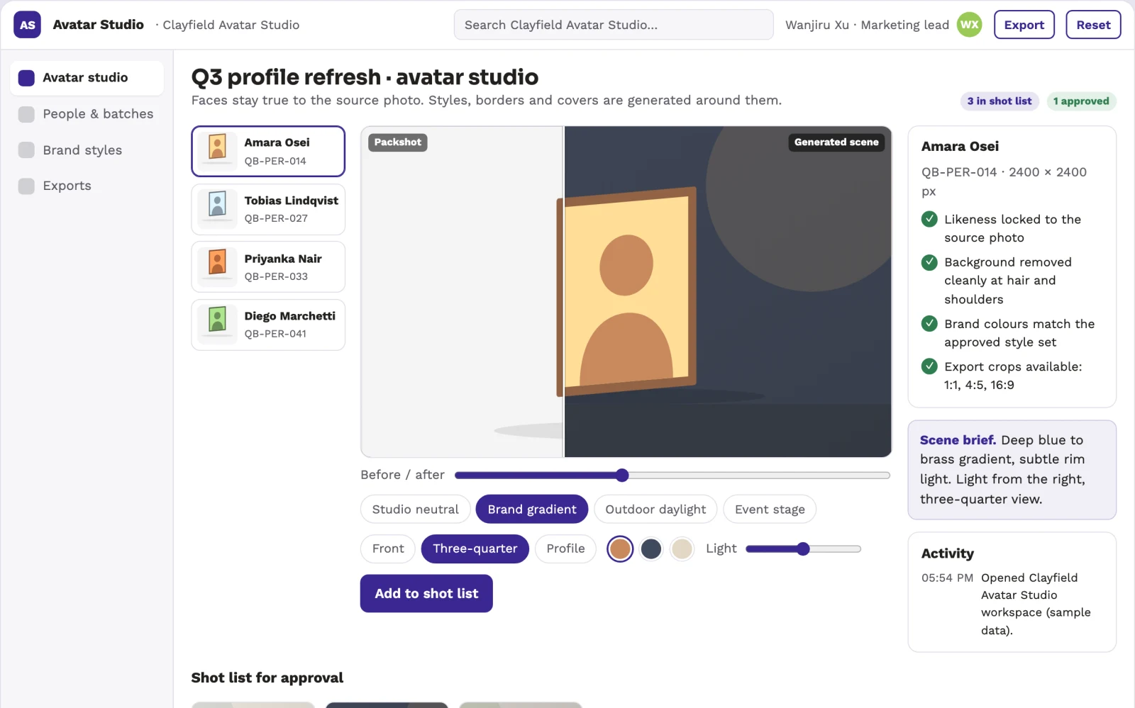 Screenshot of the Personalized profile picture and avatar studio interactive demo