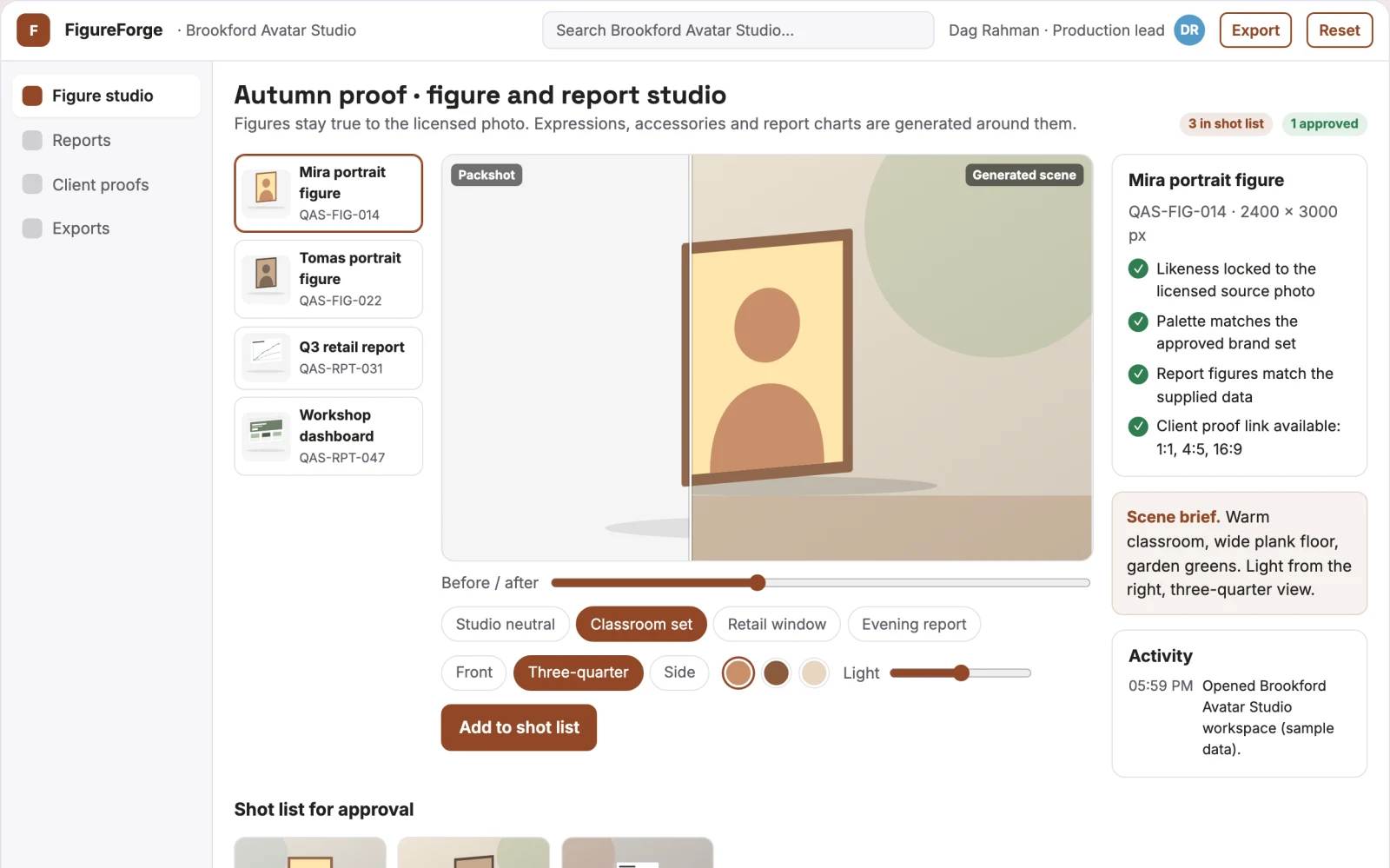 Screenshot of the Photo-to-figure and data-report production studio interactive demo