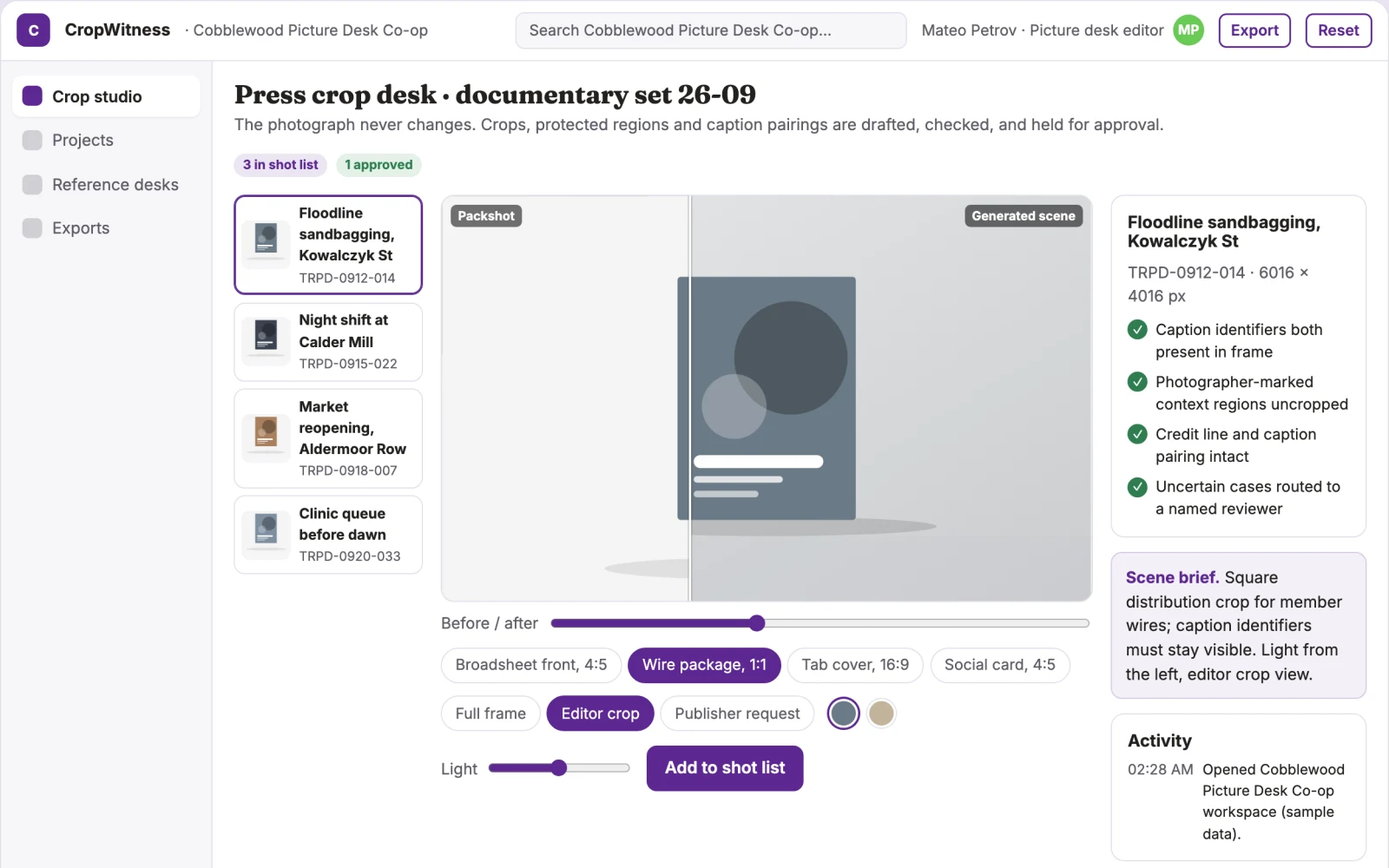 Screenshot of the Press image crop context verifier interactive demo