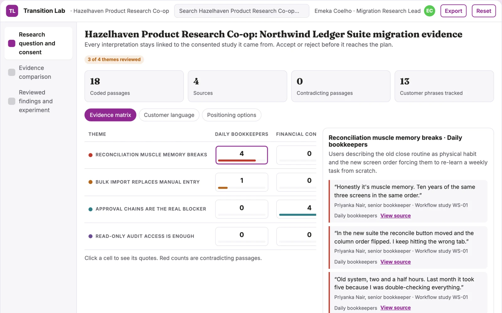 Screenshot of the Product migration friction experiment lab interactive demo
