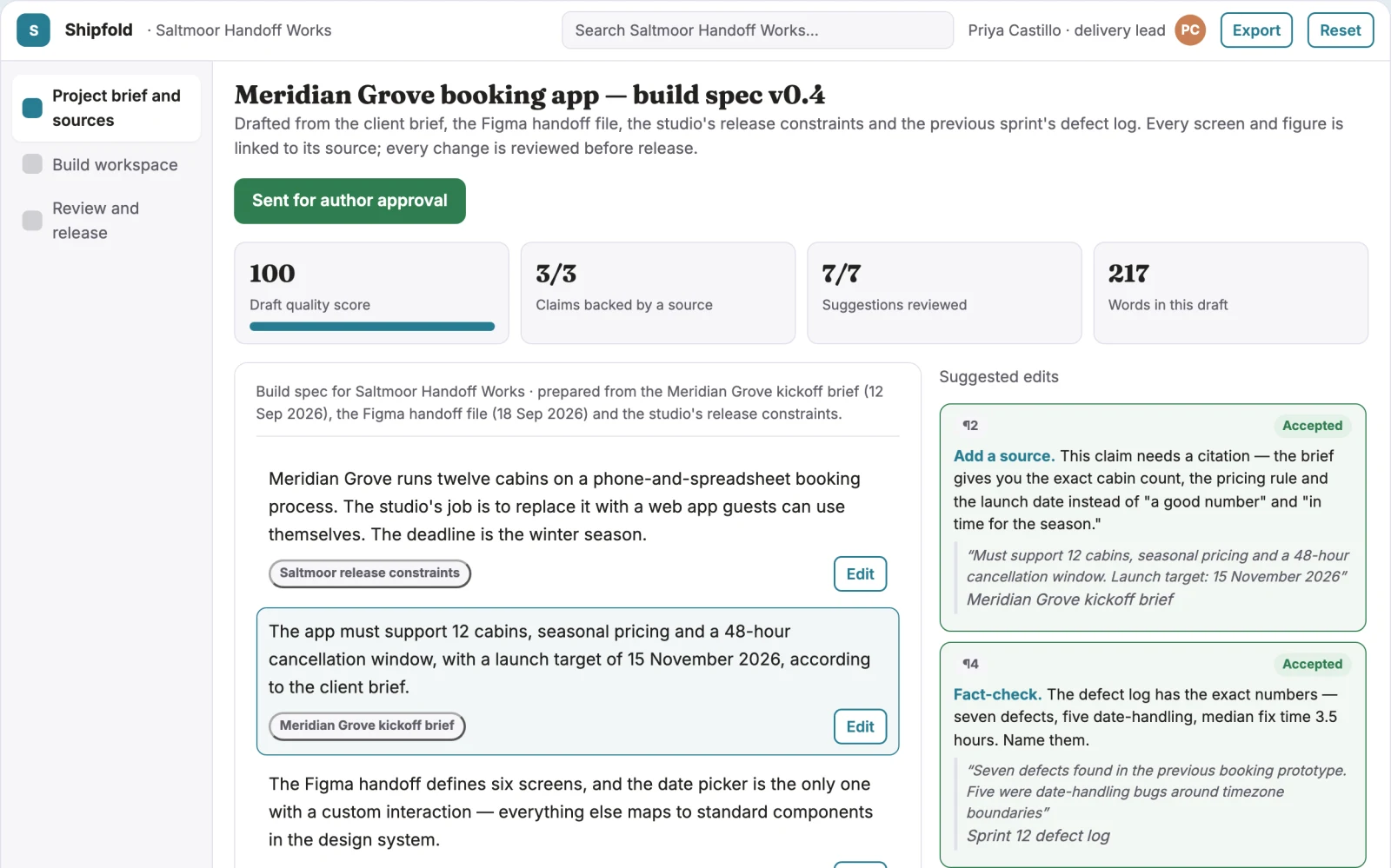 Screenshot of the Prompt-to-app delivery workspace interactive demo