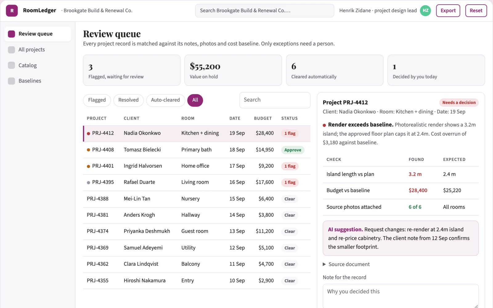Screenshot of the Property notes and interior data workbench interactive demo