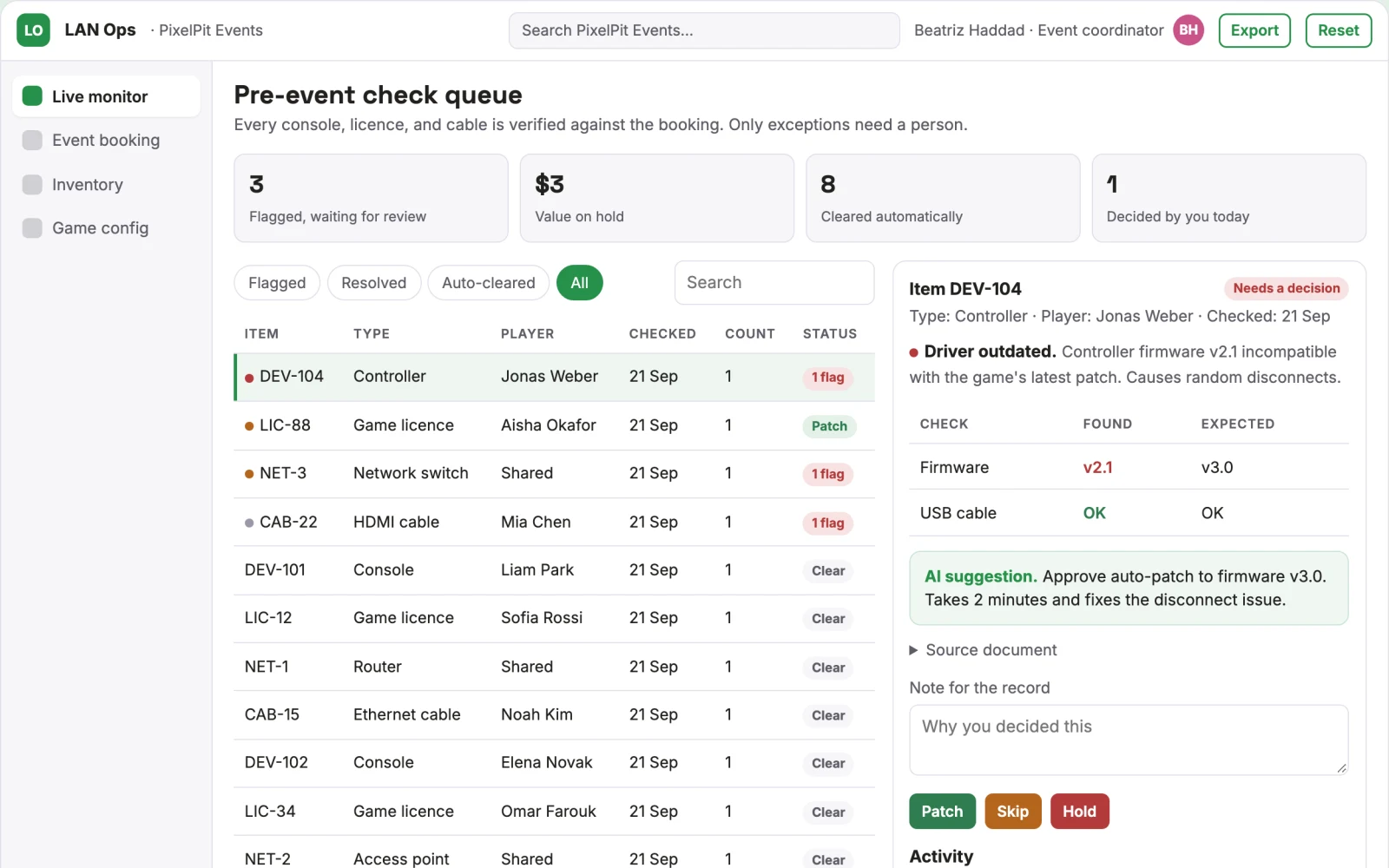 Screenshot of the LAN Party Coordination Suite interactive demo