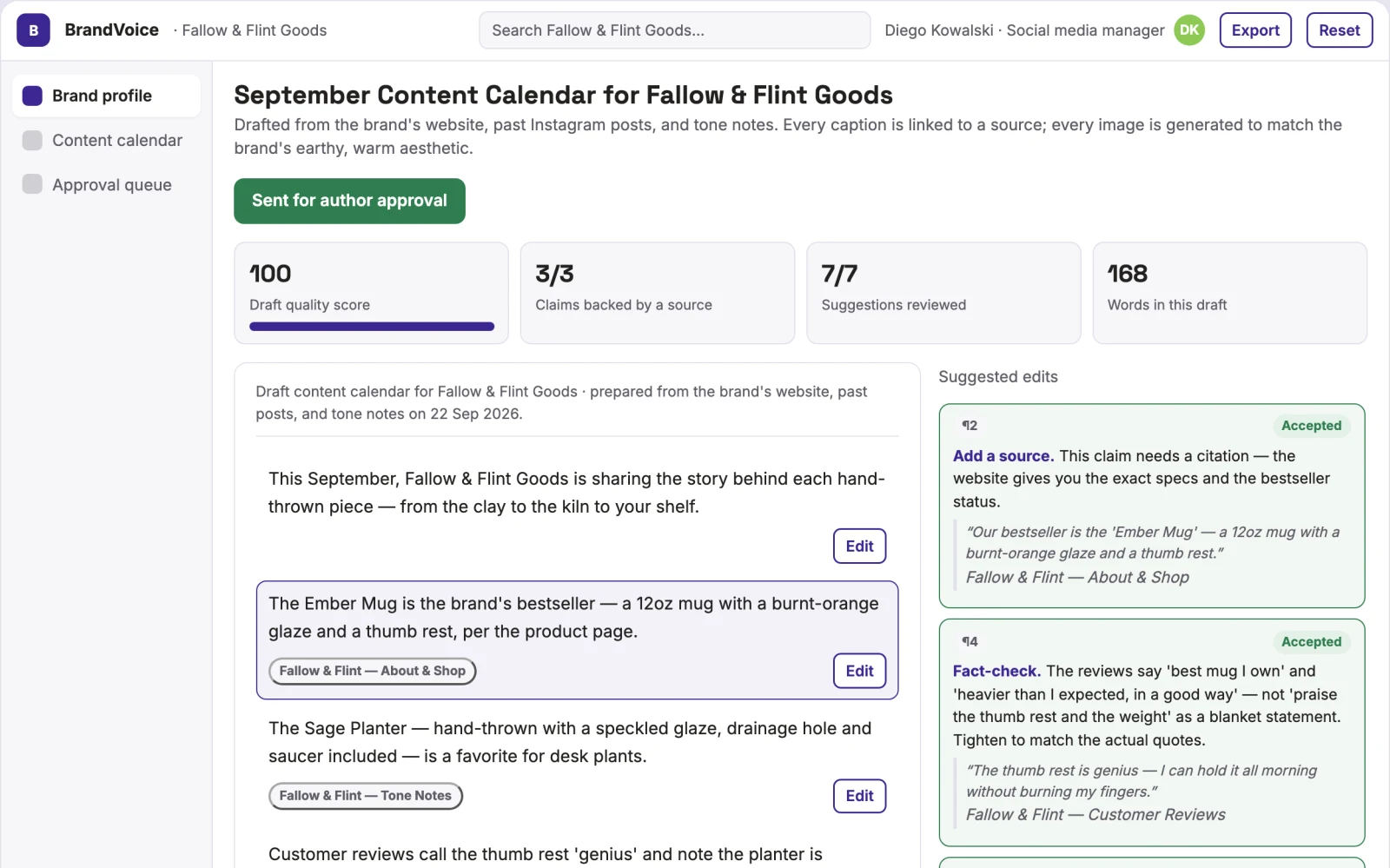 Demo screen of Social Presence Assistant