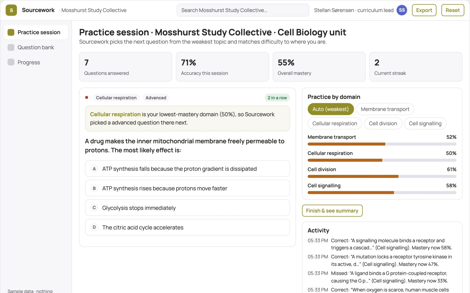 Screenshot of the Role-based study material and course authoring workbench interactive demo