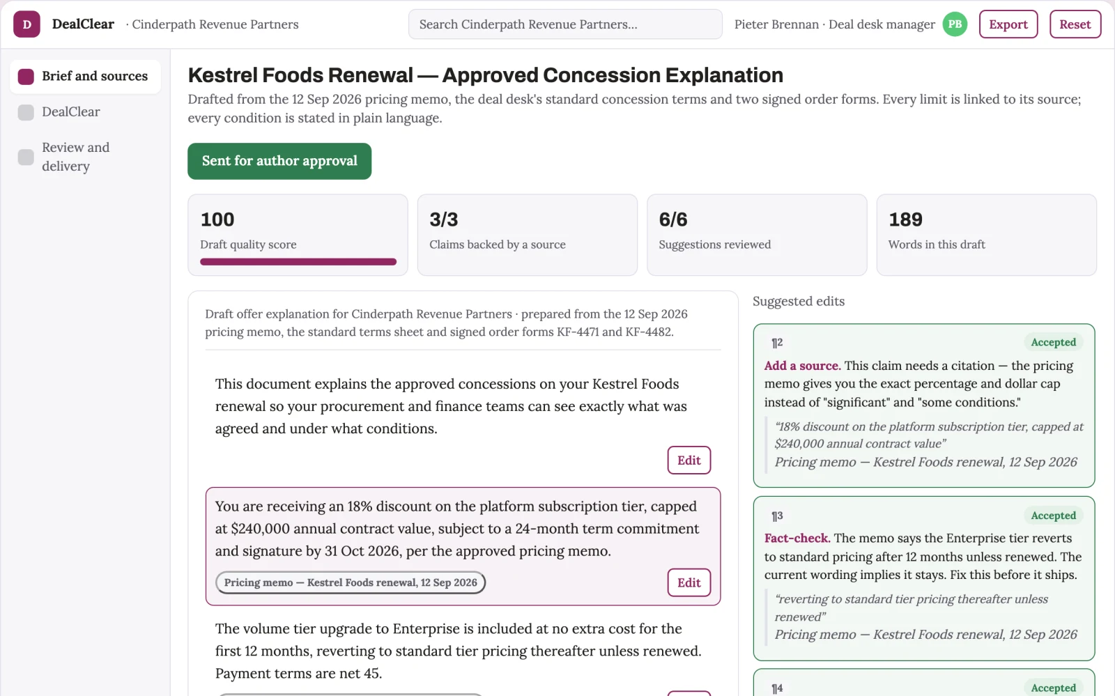 Screenshot of the Sales discount communication clarity interactive demo