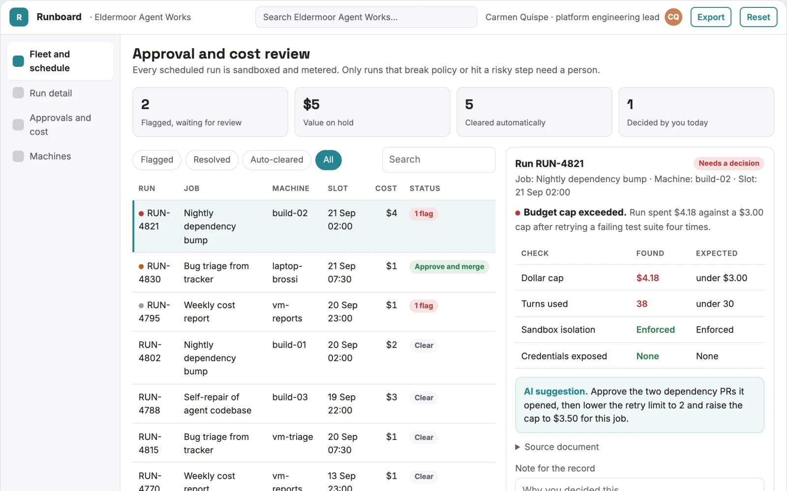 Screenshot of the Scheduled multi-machine agent operations portal interactive demo