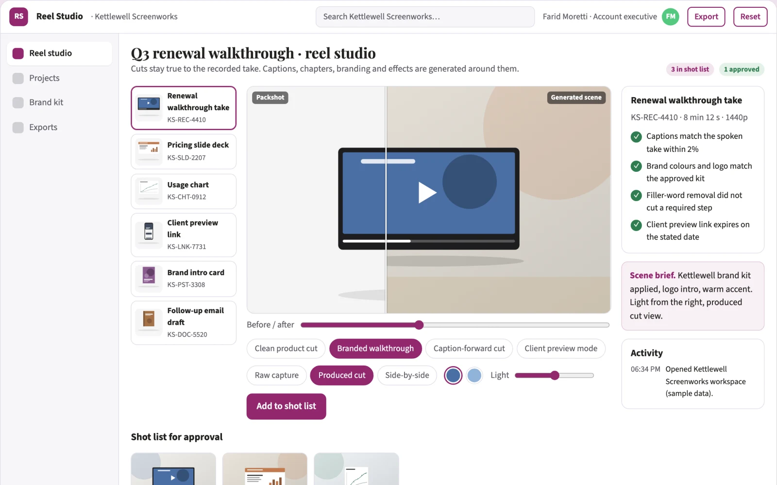 Screenshot of the Screen recording to shareable video message studio interactive demo