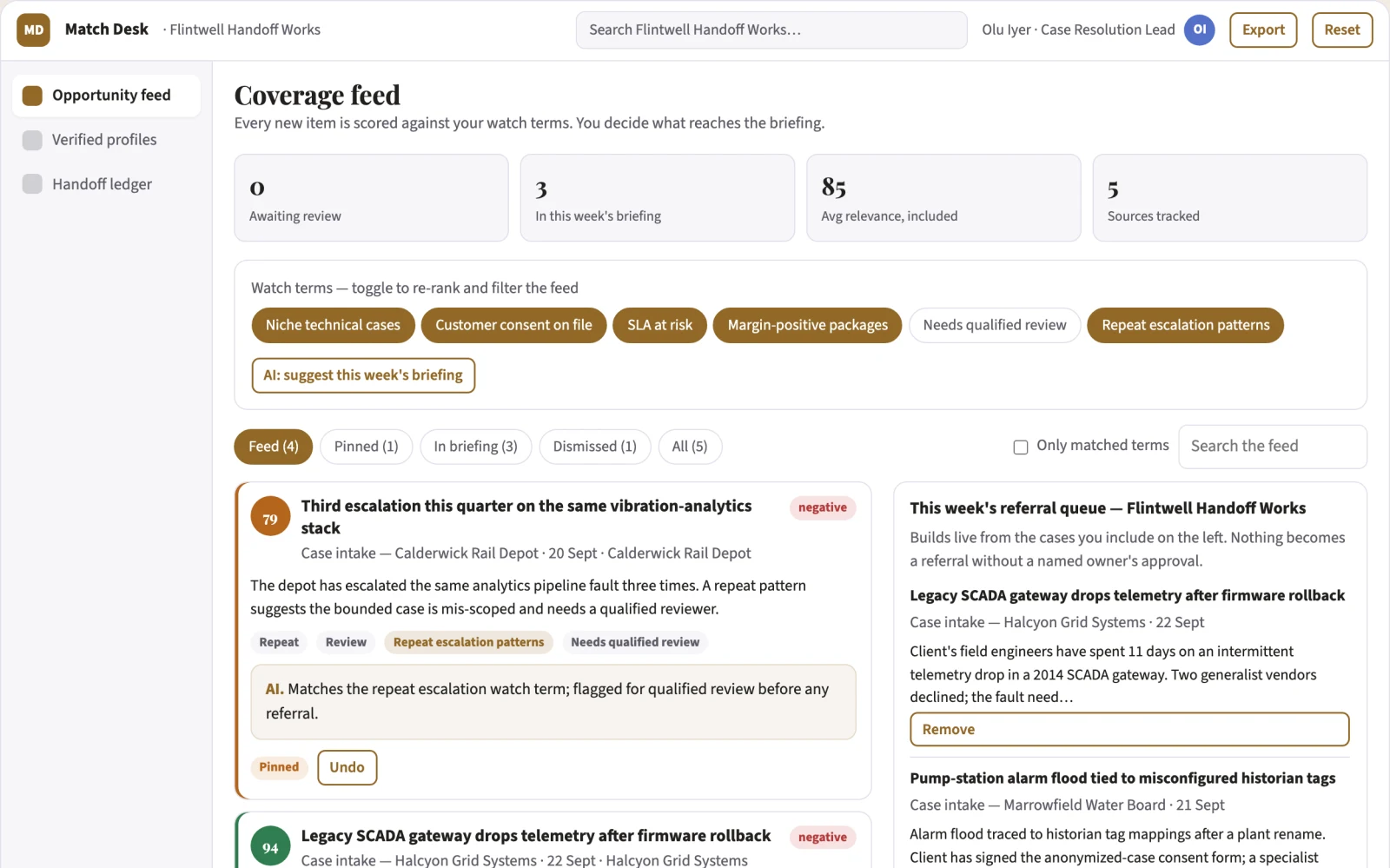 Screenshot of the Service resolution package marketplace interactive demo
