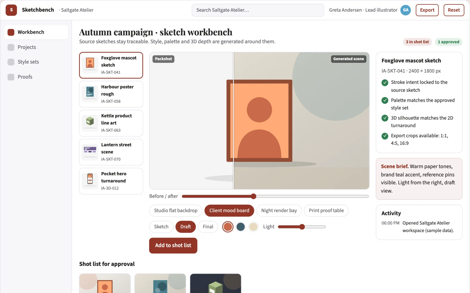 Screenshot of the Sketch-to-production visual workbench interactive demo