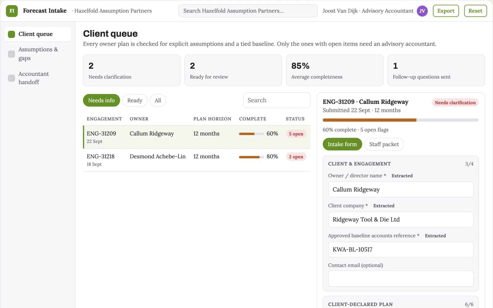 Screenshot of the Small-business finance scenario interview tool interactive demo