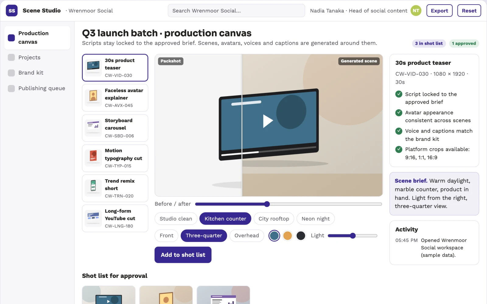 Screenshot of the Social video production and publishing workbench interactive demo