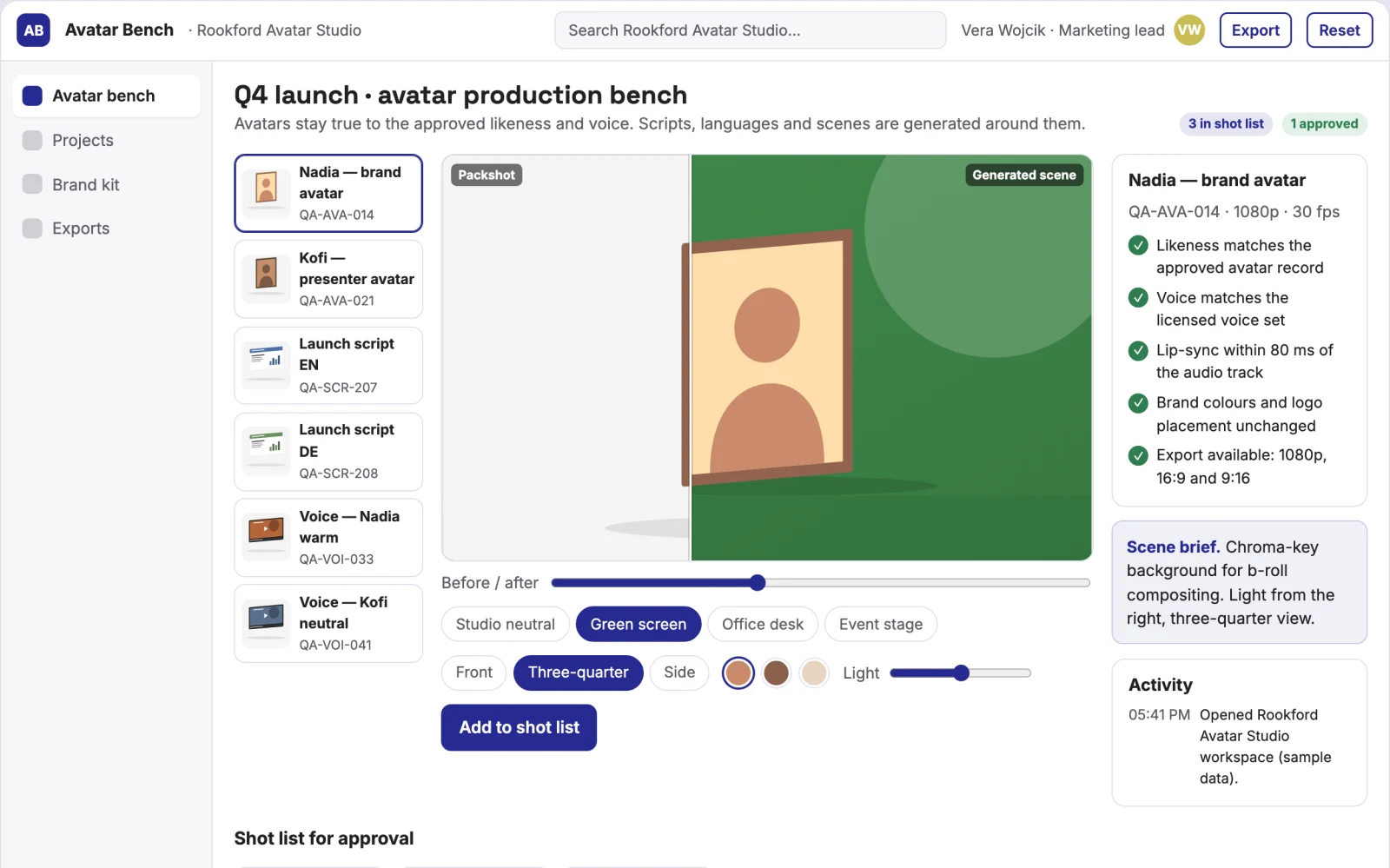 Screenshot of the Talking avatar video production workbench interactive demo