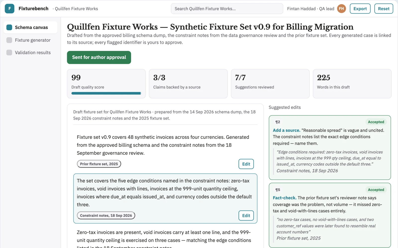 Screenshot of the Test fixture privacy workbench interactive demo