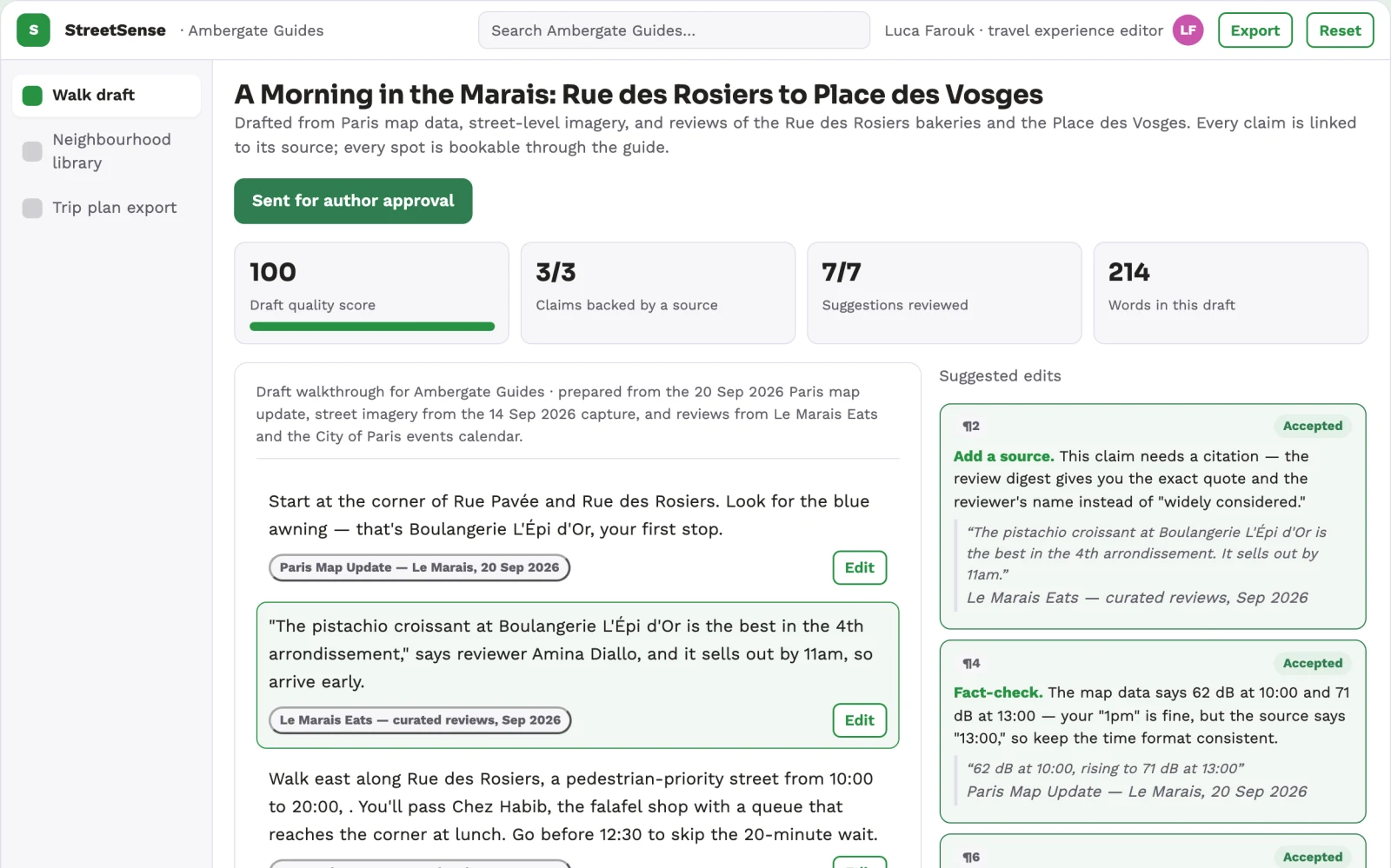 Demo screen of Neighborhood Voice Walkthrough