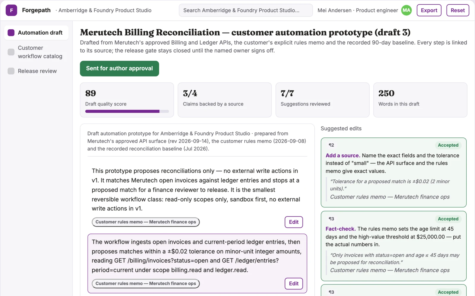 Screenshot of the User-configured automation builder interactive demo