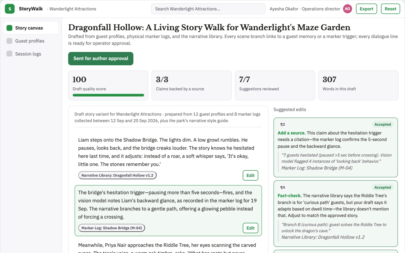 Screenshot of the Living Story Walk interactive demo