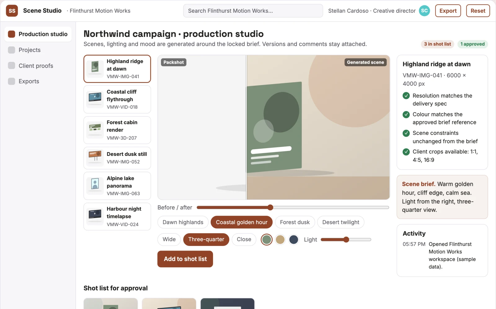 Screenshot of the Visual production and review workspace interactive demo