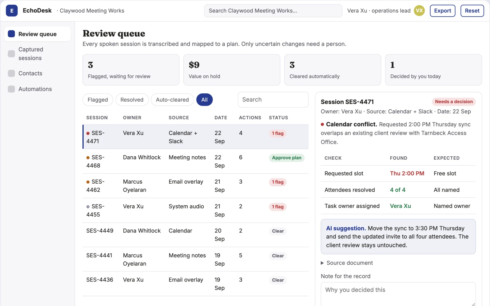Screenshot of the Voice-driven desktop task and meeting assistant interactive demo